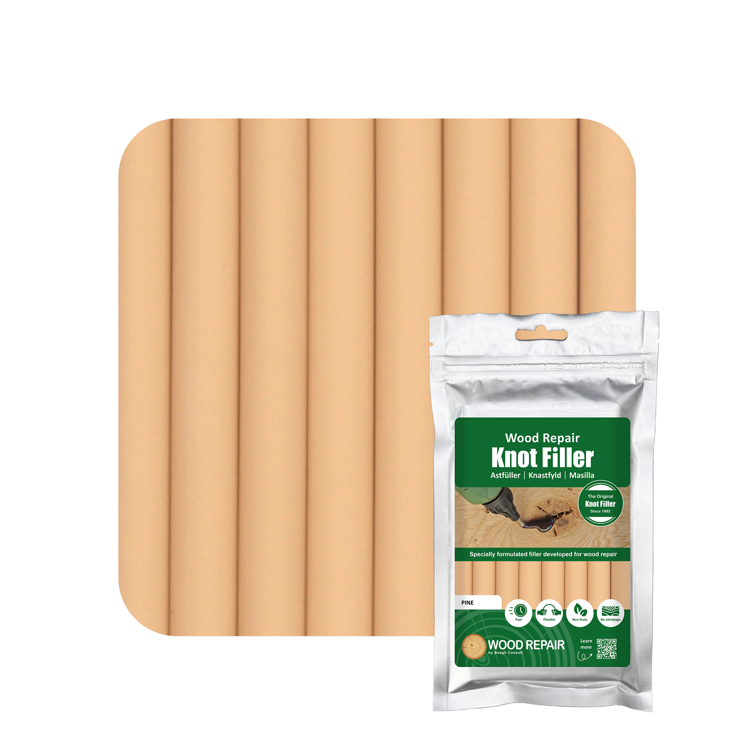 Wood Repair Knot Filler Compact - 150 mm (8 sticks) - Pine