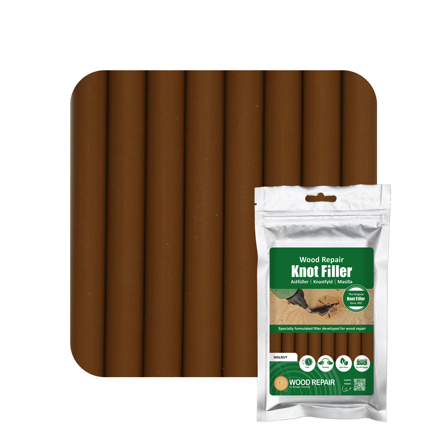 Wood Repair Knot Filler Compact - 150 mm (8 sticks) - Walnut